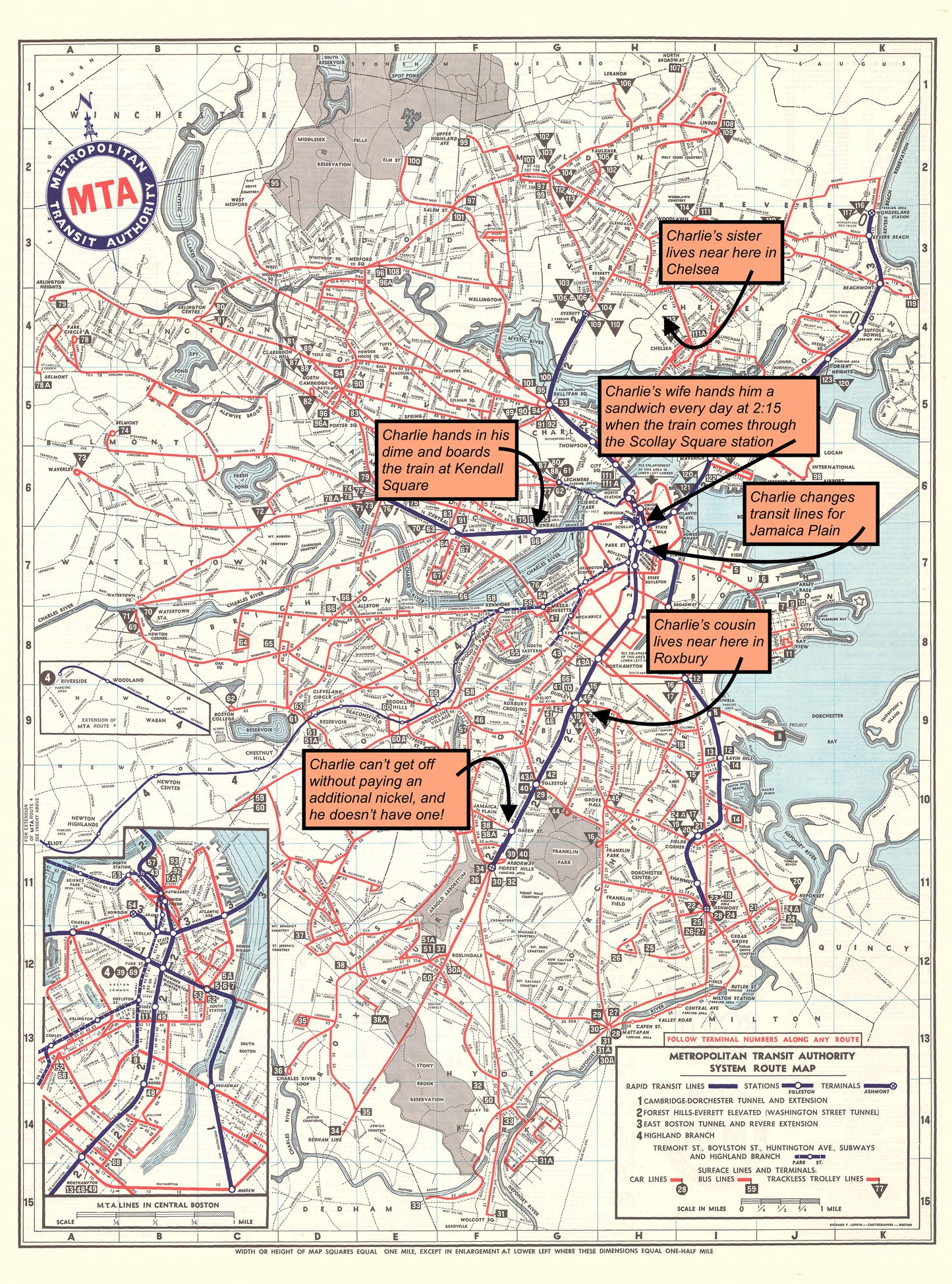 MTA System Route Map 1959 - Charlie on the MTA Edition