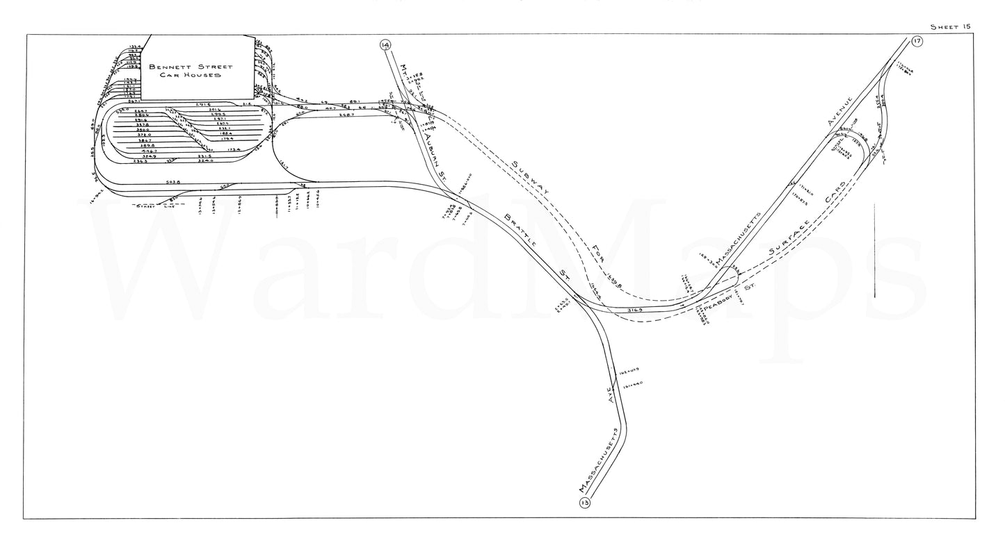 Boston Elevated Railway Co. Track Plans 1946 Plate 15: Cambridge - Harvard Square