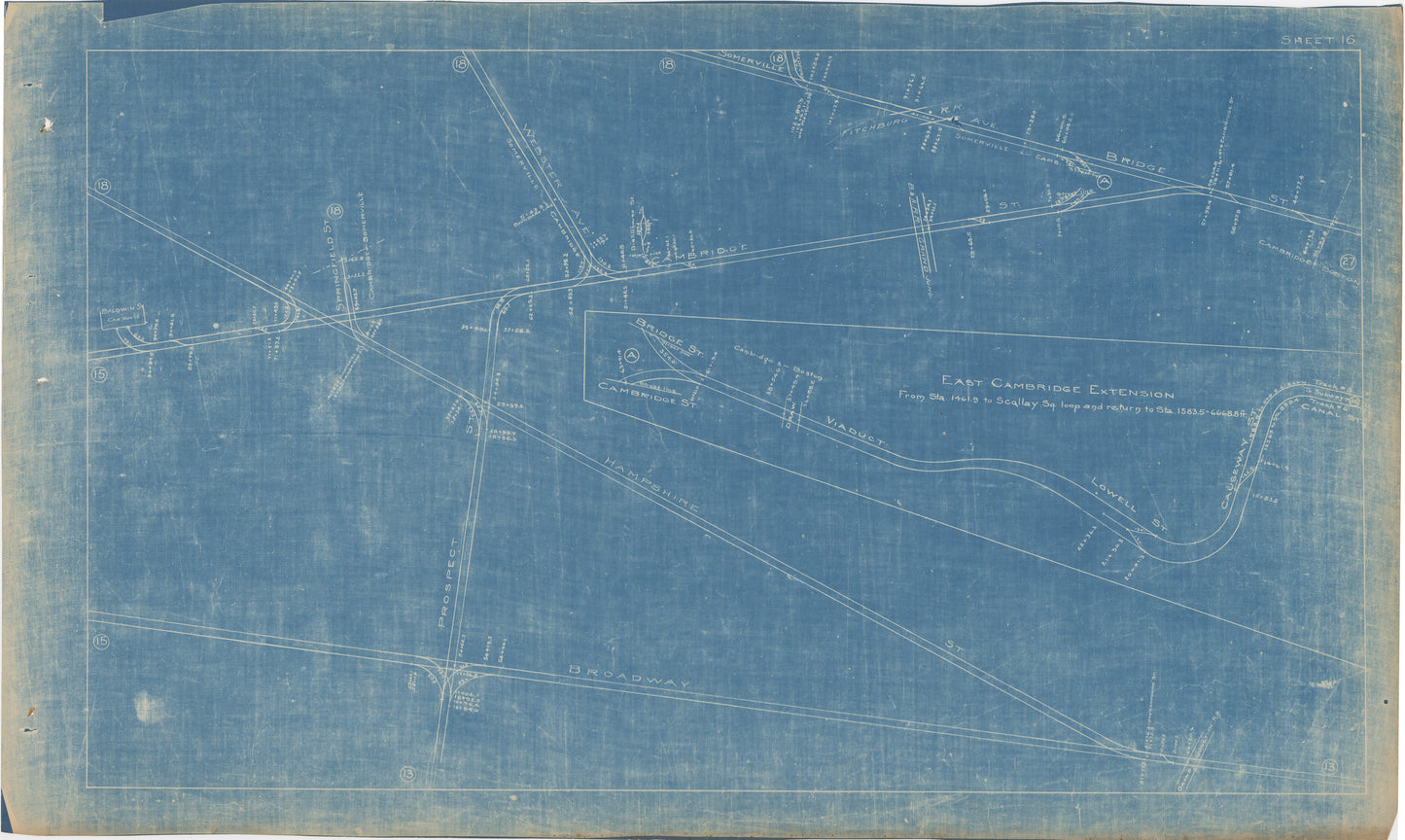 Boston Elevated Railway Co. Track Plans 1921 Plate 16: Boston, Cambridge, and Somerville