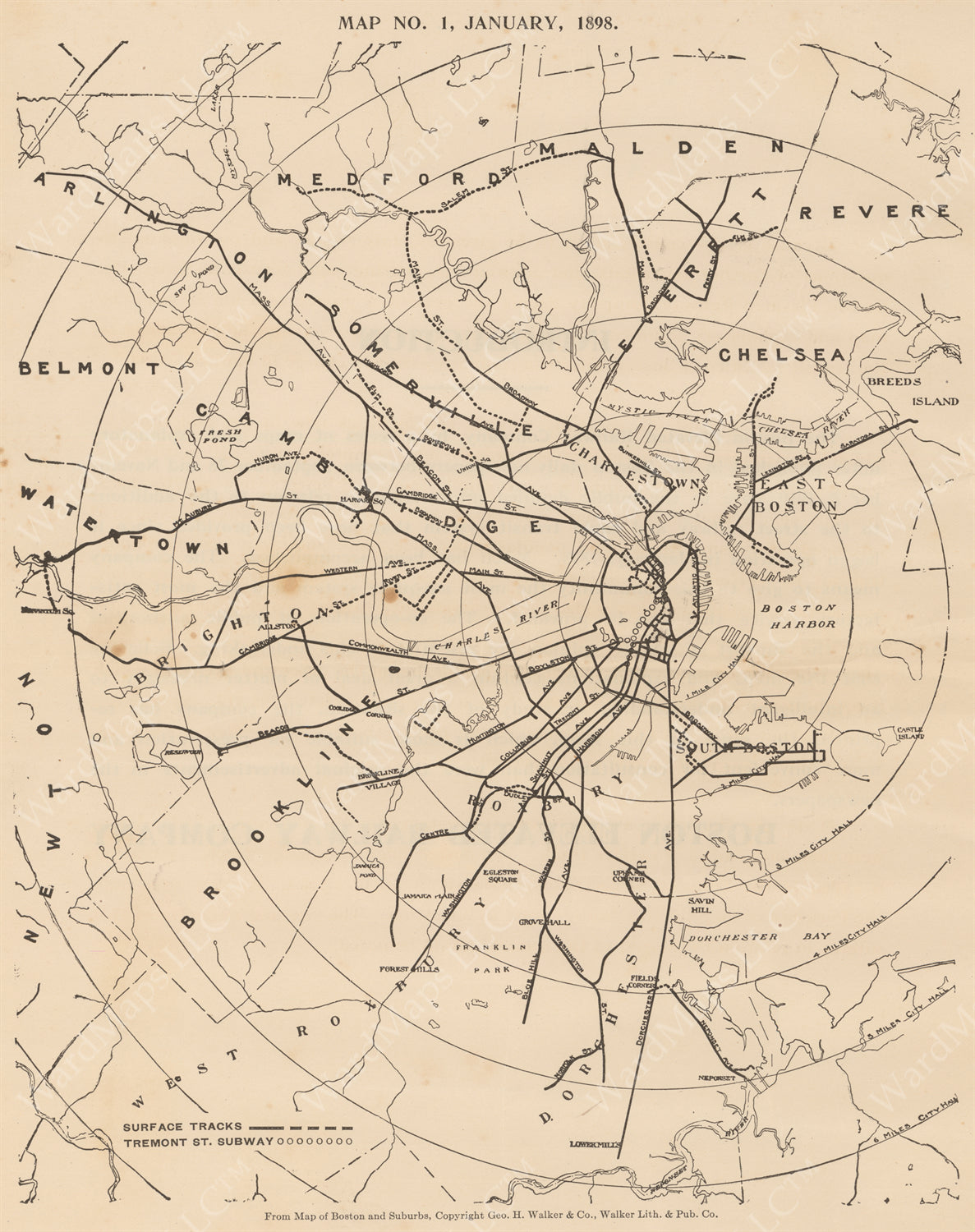 Boston’s Streetcar Network, January 1, 1898