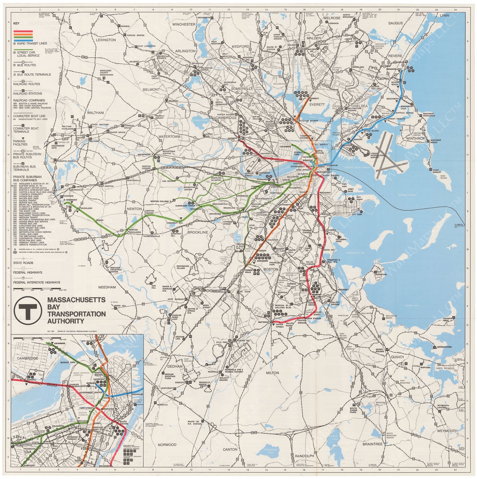 MBTA System Route Map 1967 – Boston In Transit