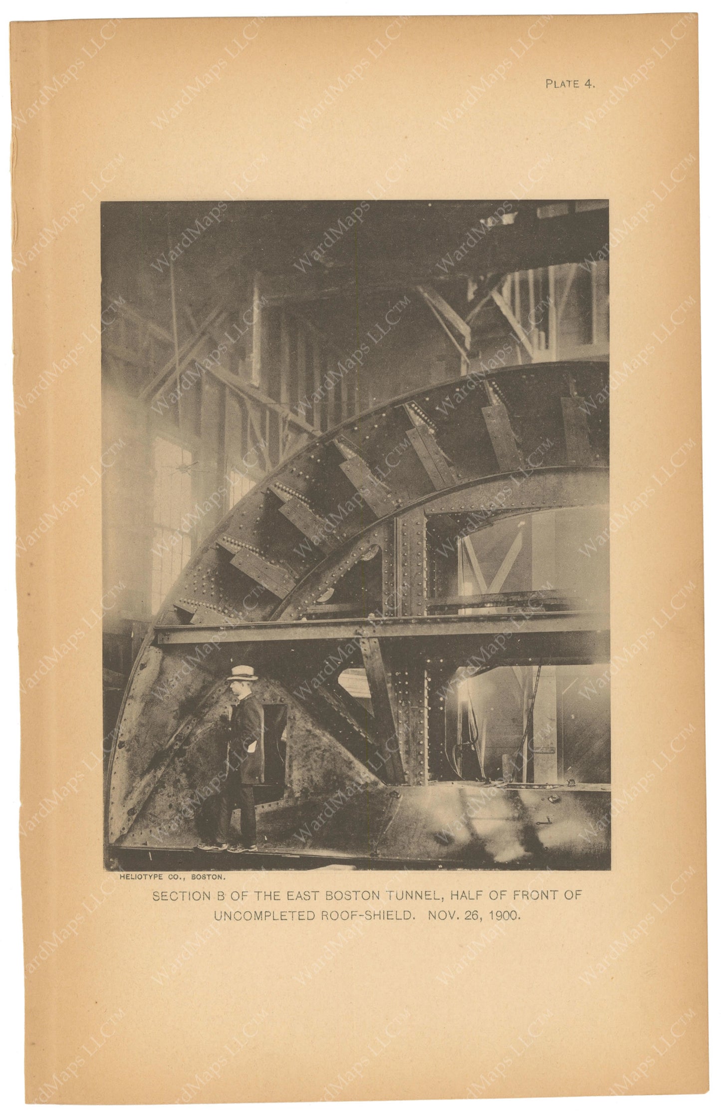 BTC Annual Report 07, 1901 Plate 04: East Boston Tunnel, Roof Shield Front