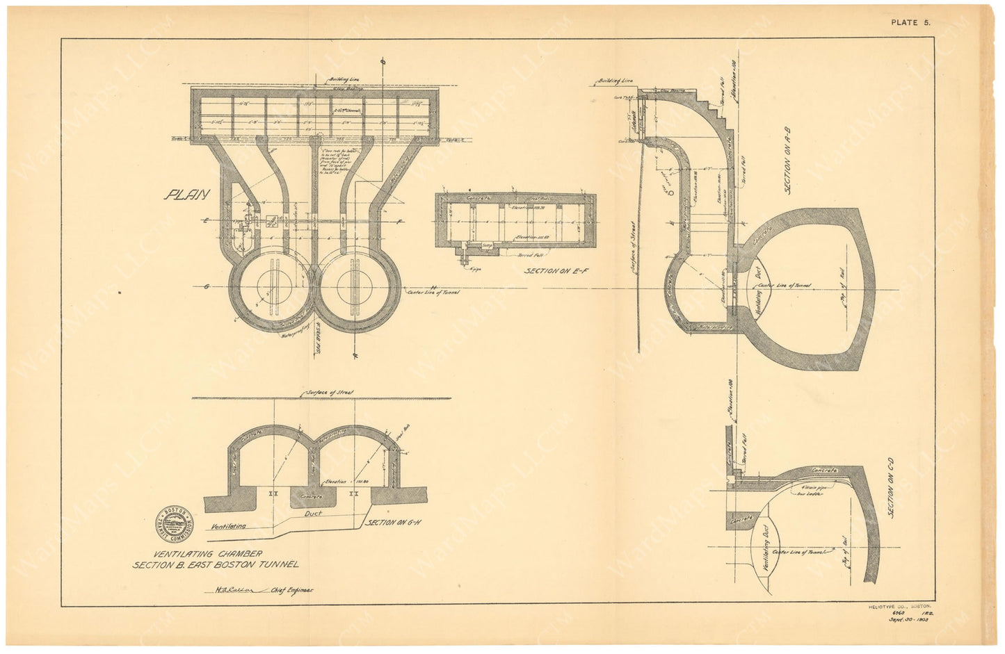 BTC Annual Report 10, 1904 Plate 05: East Boston Tunnel Ventilating Chamber